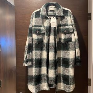 Zara green plaid flannel shacket (shirt/jacket) NWT